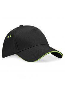 Beechfield BF15C - Gorra de 5 paneles 100% algodón Black/Lime