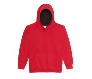 AWDIS JH03J - Sudadera infantil con capucha a contraste Fire red/Jet Black