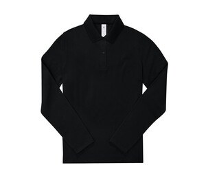 B&C BCW464 - Ladies' long sleeve 210 poloshirt Negro